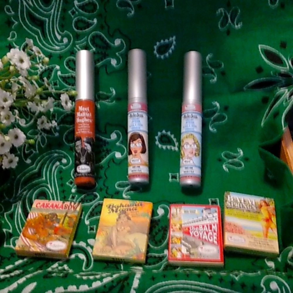 The Balm makeup products lip gloss/blush
